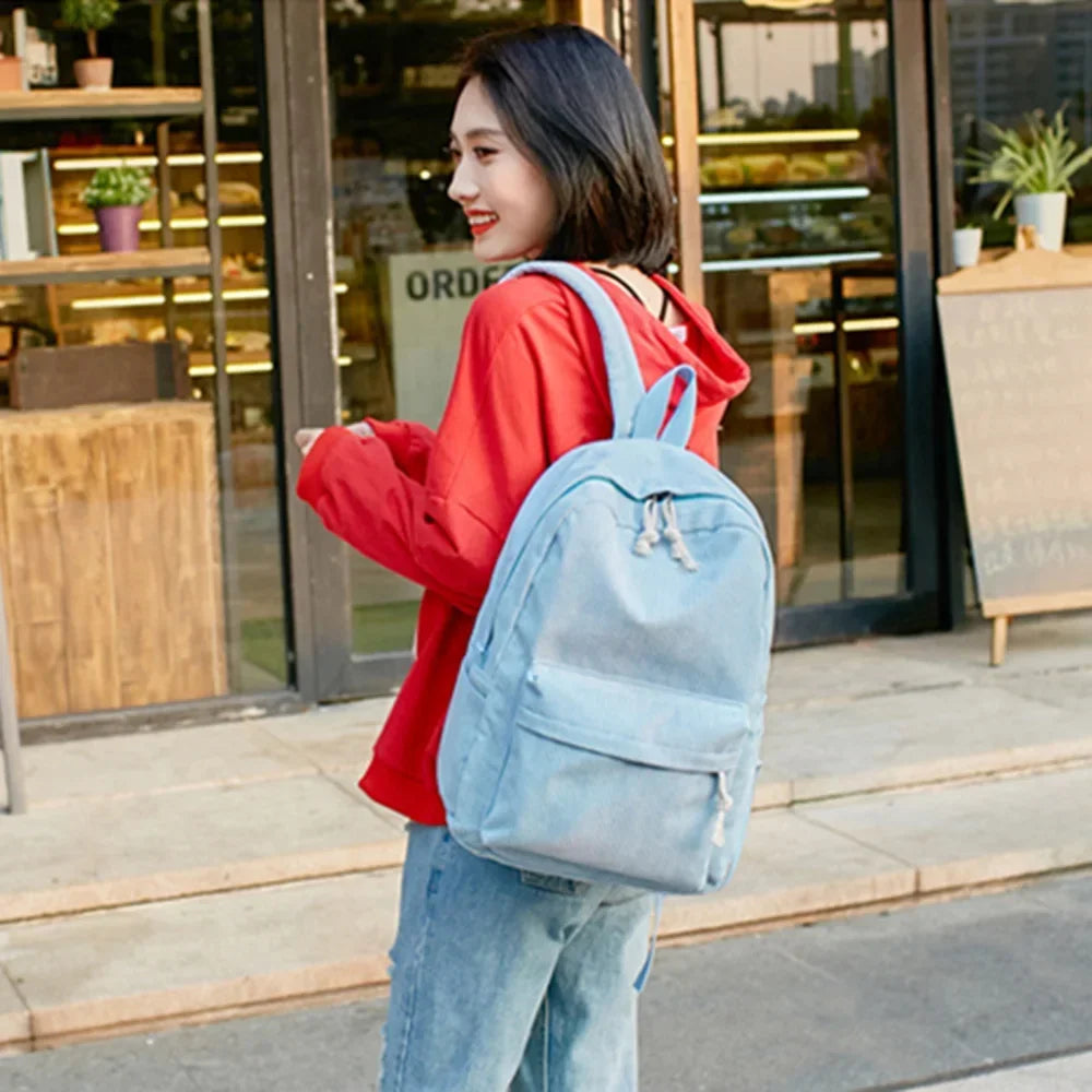 Mochila Escolar Unissex Veludo Cotelê