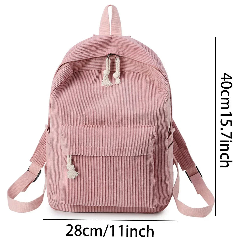 Mochila Escolar Unissex Veludo Cotelê